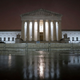 The Supreme Court is illuminated early Monday morning before the start of the Senate Judiciary Committee confirmation hearing for Supreme Court Justice nominee Amy Coney Barrett on October 12, 2020, in Washington, DC.